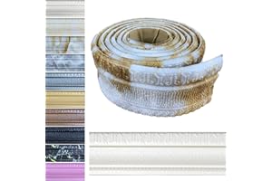 Yutianli Crown Molding Peel and Stick Wallpaper Border Flexible Wall Base Moulding Trim Self Adhesive Vinyl Baseboard Brown Foam Wall molding 3D Mirror Border (2PCS-178,Yellow White Marble)