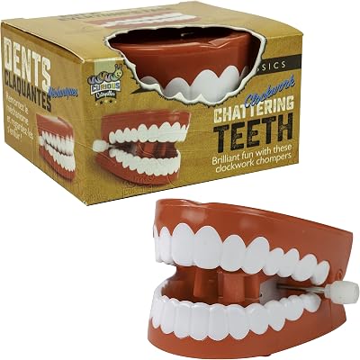 Funtime Gifts Clockwork Chattering Teeth Toy - Red Novelty Gag Gift