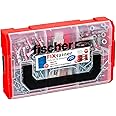 fischer FixTainer Drilling & Doweling, Dowel Box with 306 Pieces, Includes DuoPower Dowels, Screws, Ruler, Bottle Opener, Spirit Level, Practical Tool Box with Carry Handle & Click System