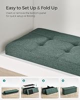 SONGMICS MAZIE Collection Storage Ottoman Bench 110 cm Foldable Green view 7