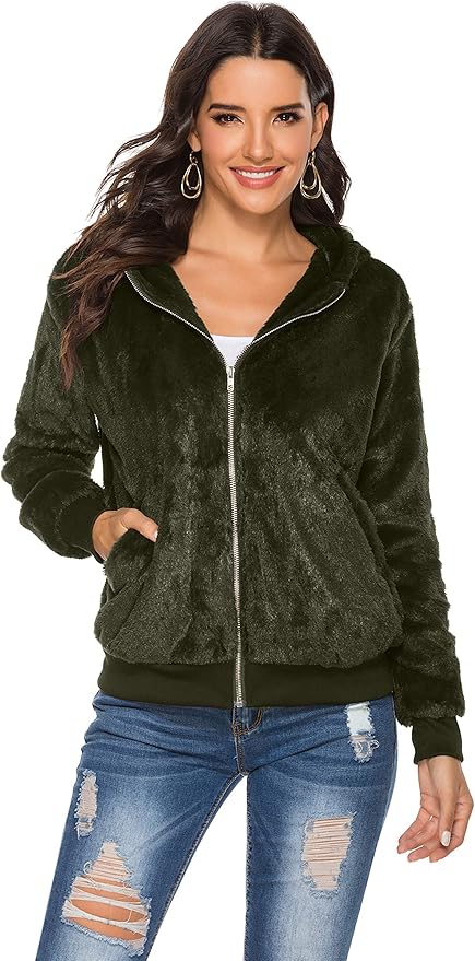 fuzzy zipper jacket