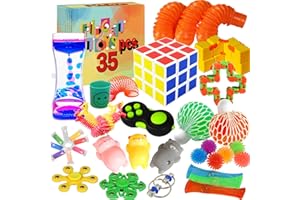 Kidcia Fidget Toys, 35 PCS Sensory Toys for Adults /Kids /ADHD /Autistic /ADD /OCD to Release Anxiety/Autism with Fidget Spinner&Marble Mesh&Liquid Motion Timer, Gifts for Birthday/Classroom Reward