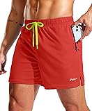 Pudolla Men's Workout Running Shorts with Zipper
