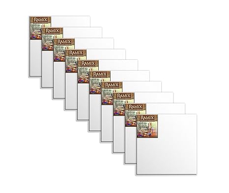 Ramix 10er Set 20x20 cm Leinwand Keilrahmen Weiß Stabilen Klein Quadratisch Viele Größen
