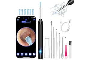 HAYIUE Ear Wax Removal Kit,Ear Cleaner with Camera,Ear Cleaning Kit 1269P HD Otoscope with Lights and 6 Ear Picks, Earwax Removal for Adults and Children