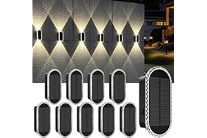 BLUEYANG Solar Fence Lights Outdoor, 3000K/4000K/6000K 3 Modes Solar Wall Lights Outdoor Waterproof, Up&Down Dual-Head Outdoor Solar Lights for Yard House Fence Backyard Deck Garden Patio Porch, 10 PK