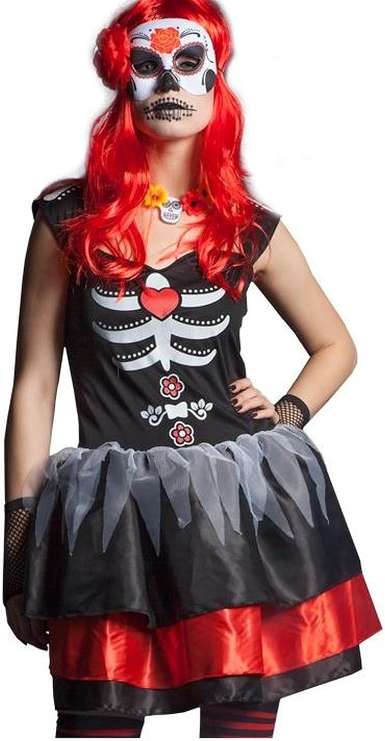 Folat 63331 Day of The Dead Women Dress (Small/Medium), Black, S-M