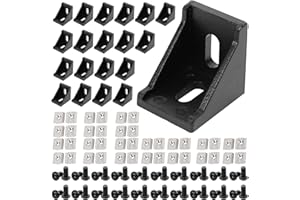ORGRY 3030 Aluminum Profile Connector Set,20pcs 3030 Corner Bracket + 40pcs 20 Series M6 T Nuts + 40pcs M6x12mm Hex Socket Cap with Wrench (Black)