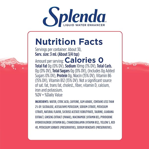SPLENDA ENERGY LIQUID WATER ENHANCER DROPS, SUGAR FREE, ZERO CALORIE, NATURAL FLAVOR, CONCENTRATED DRINK MIX, 3.11 FL OZ EACH BOTTLE (STRAWBERRY PINEAPPLE, 1 PACK)