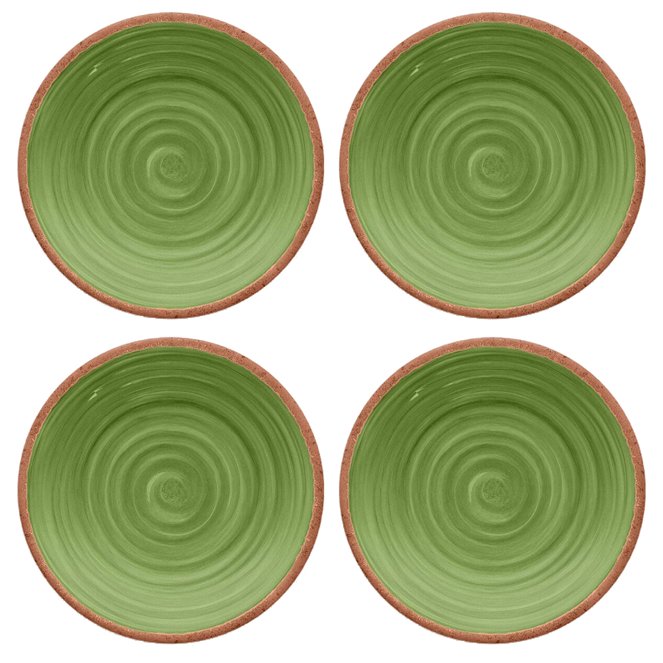 Rustic Swirl Green Melamine Side Plate Set (4)