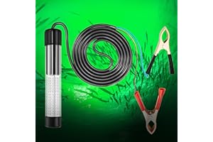 Broadroad LED Night Fishing Light 12V 108 LEDs 10.8W Underwater Night Fishing Finder Light, 1080LM Green Submersible Fishing Attracting with 5M Power Cord