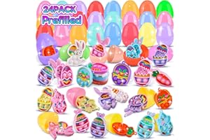 KISSFREE 24PACK Prefilled Easter Eggs with Easter Pop Toys,2.75inch Easter Eggs Filled with Toys,Easter Basket Stuffers for Kids