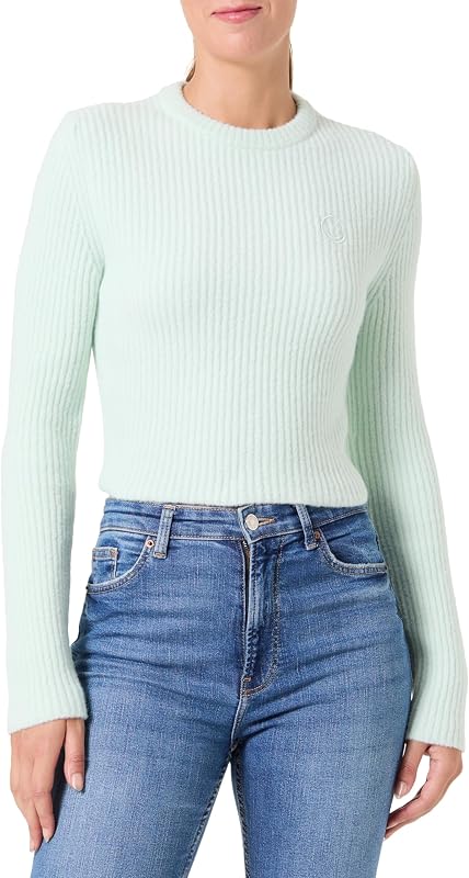 Sweatshirt de malha feminina, verde claro/pastel, M