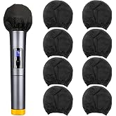 200pcs Disposable Microphone Cover, Non-Woven Elastic Band Handheld Mic Covers, Microphone Windscreen Protective Cover for KTV, Karaoke, Recording Studio, Stage Performance, News Interview (Black)