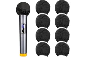 ERAYCO 200pcs Disposable Microphone Cover, Non-Woven Elastic Band Handheld Mic Covers, Microphone Windscreen Protective Cover for KTV, Karaoke, Recording Studio, Stage Performance, News Interview (Black)
