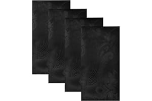 Elrene Home Fashions Caiden Elegance Damask Fabric Napkins (Set of 4), 17" x 17", Black 4 Count