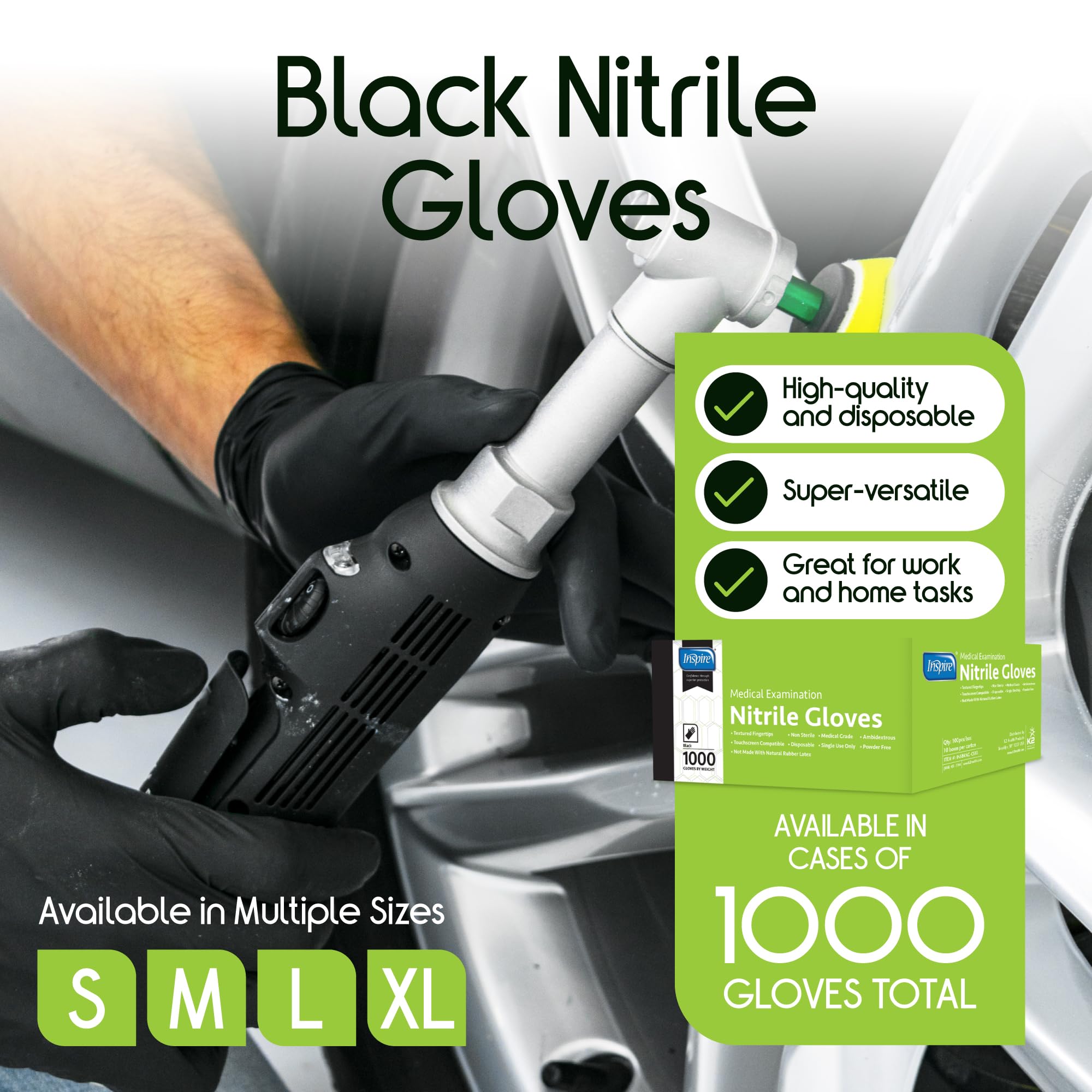 Inspire Black Nitrile Gloves | THE ORIGINAL Quality Black Gloves Disposable Latex Free | 4.5 Cooking