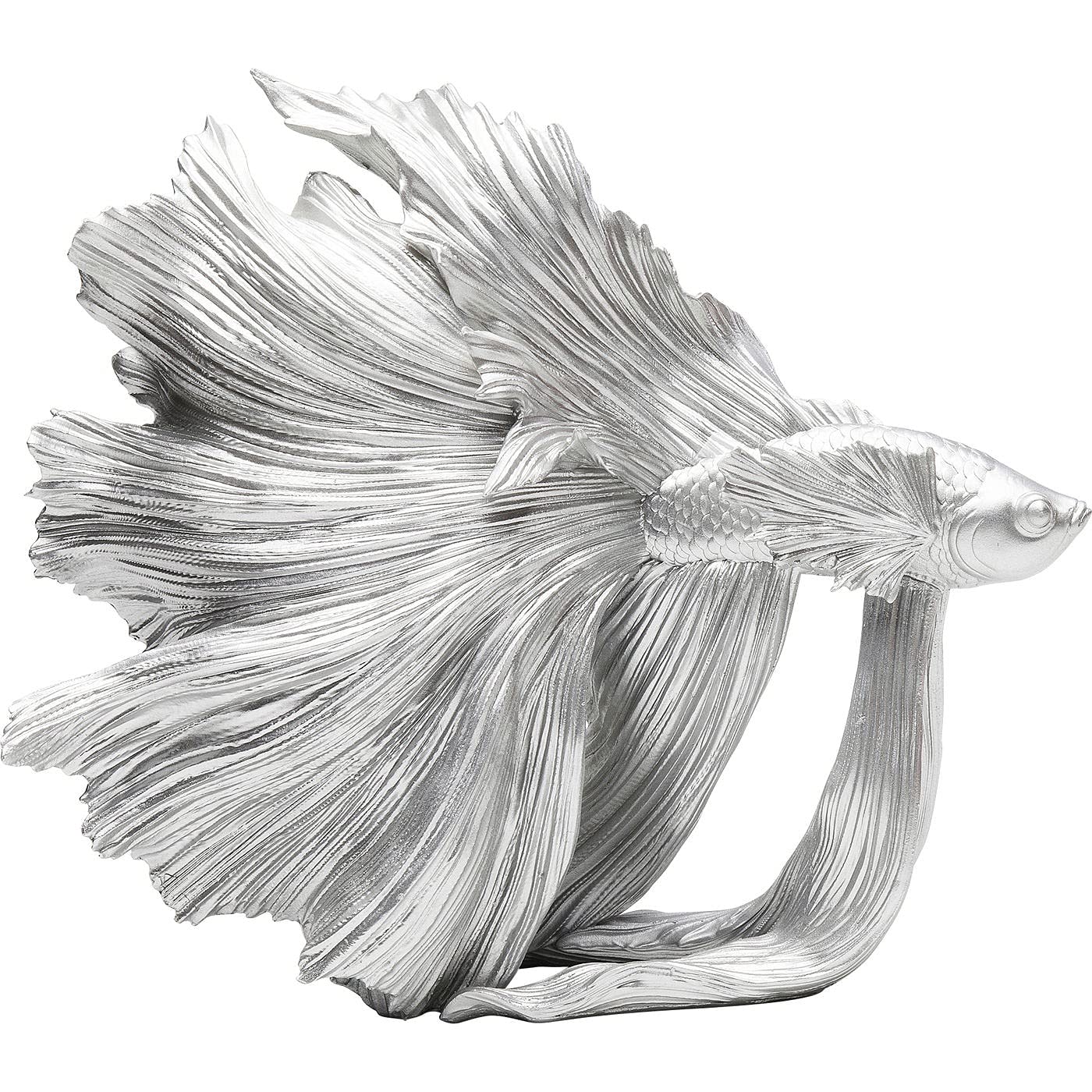 Kare Design Deco Figure Betta Fish, Silver, Handmade, Animal Figures, Room Decor, Home Accessoires for Living Room, Bedroom, Hallway, Dining Room, 37x34x14 cm (H/W/D)