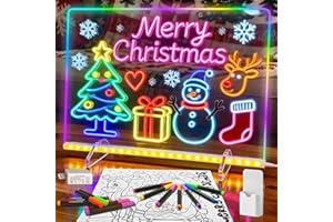 SIGNSXCEL LED Note Board with 14 Highlighters, Doodle Glow Drawing Board,13.7"X10" 6 Modes & 8 Colors, Led Drawing Board for Kids,Gift for Kids Ages 3+,Led Writing Board for Home/Office/Decor