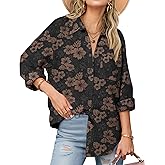 Zeagoo Womens Button Down Shirts Long Sleeve Cotton Gauze Tops Casual Collared Blouses Loose Fit