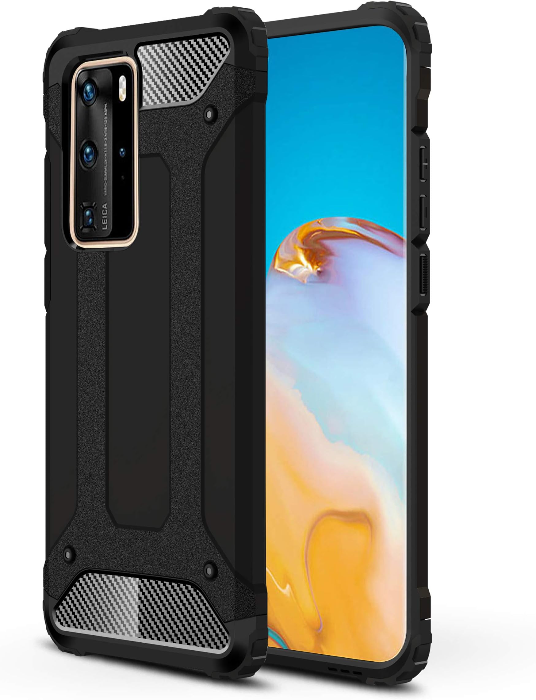 For Huawei P40 Pro Shockproof Case, Protective Classic Armour Phone Cover, Dual Layer With Stylish Design Premium Phone Case For Huawei P40 Pro - Black