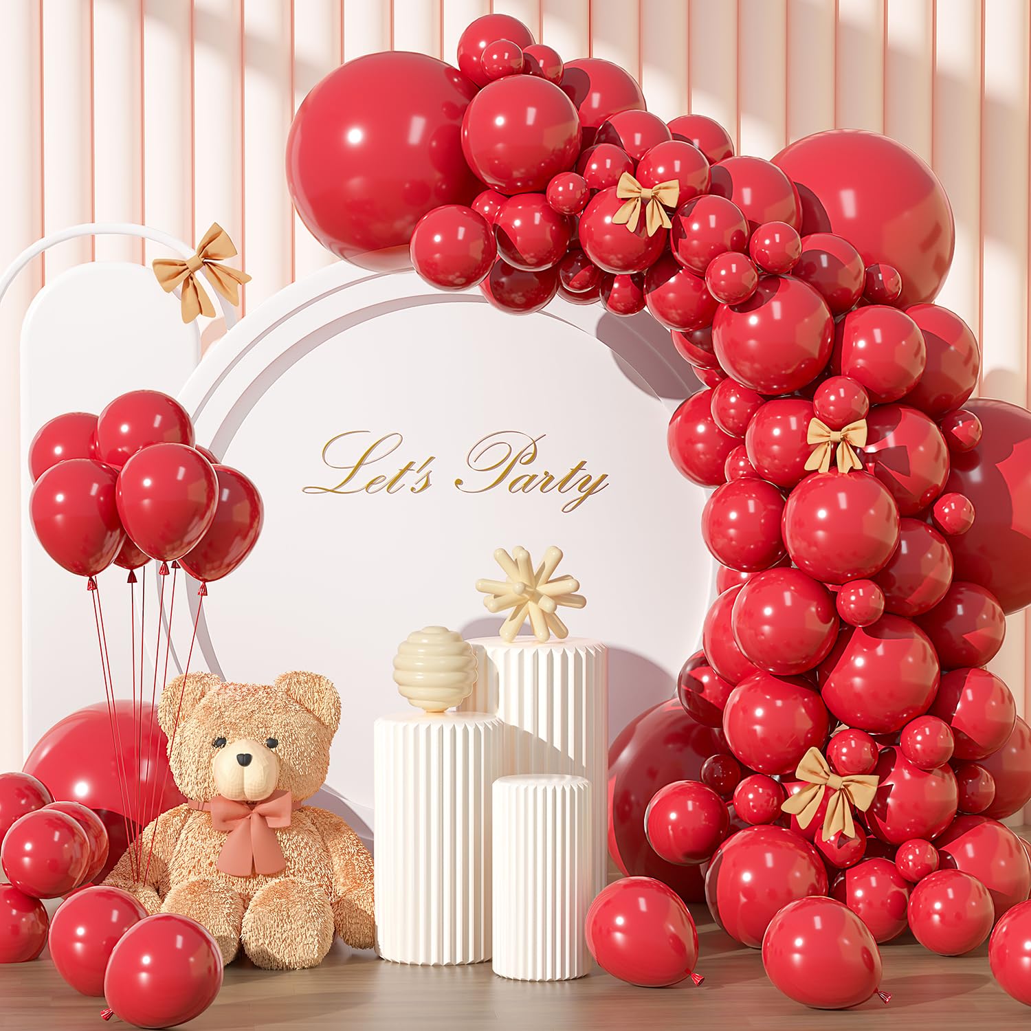 Photo 1 of 135pcs Red Balloons Different Sizes 18" 12" 10" 5" Red Latex Balloon Garland Arch Kit for Birthday Baby Shower Wedding Anniversary Graduation Party Decorations (44-Red)