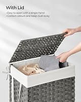 SONGMICS Slim Laundry Basket 55L with Lid and Handles Goose Yellow LCB164N01 view 3
