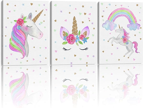Amazon Com Something Unicorn Stretched Framed Ready To Hang Canvas Wall Art Super Cute Water Color Unicorn Prints For Nursery Or Girl S Bedroom Decor Set Of 3 12x16in Gold Glitter Unicorn Original something unicorn stretched framed ready to hang canvas wall art super cute water color unicorn prints for nursery or girl s bedroom decor set of