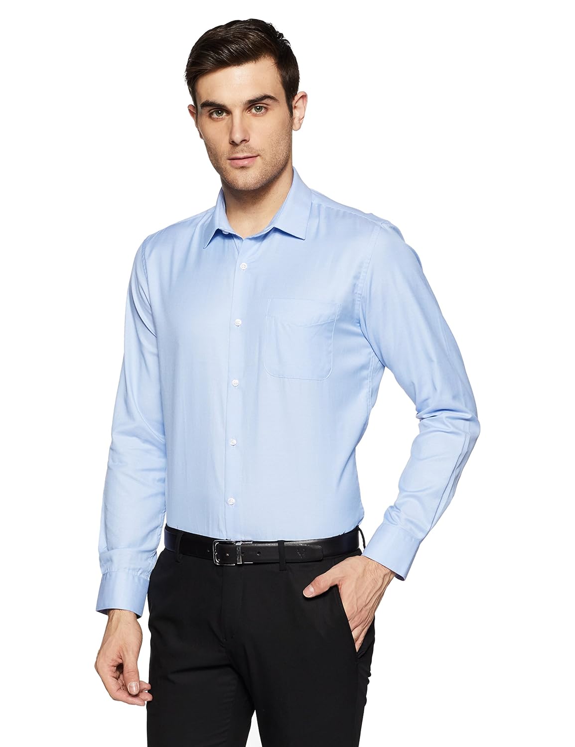 peter england men's plain slim fit formal shirt