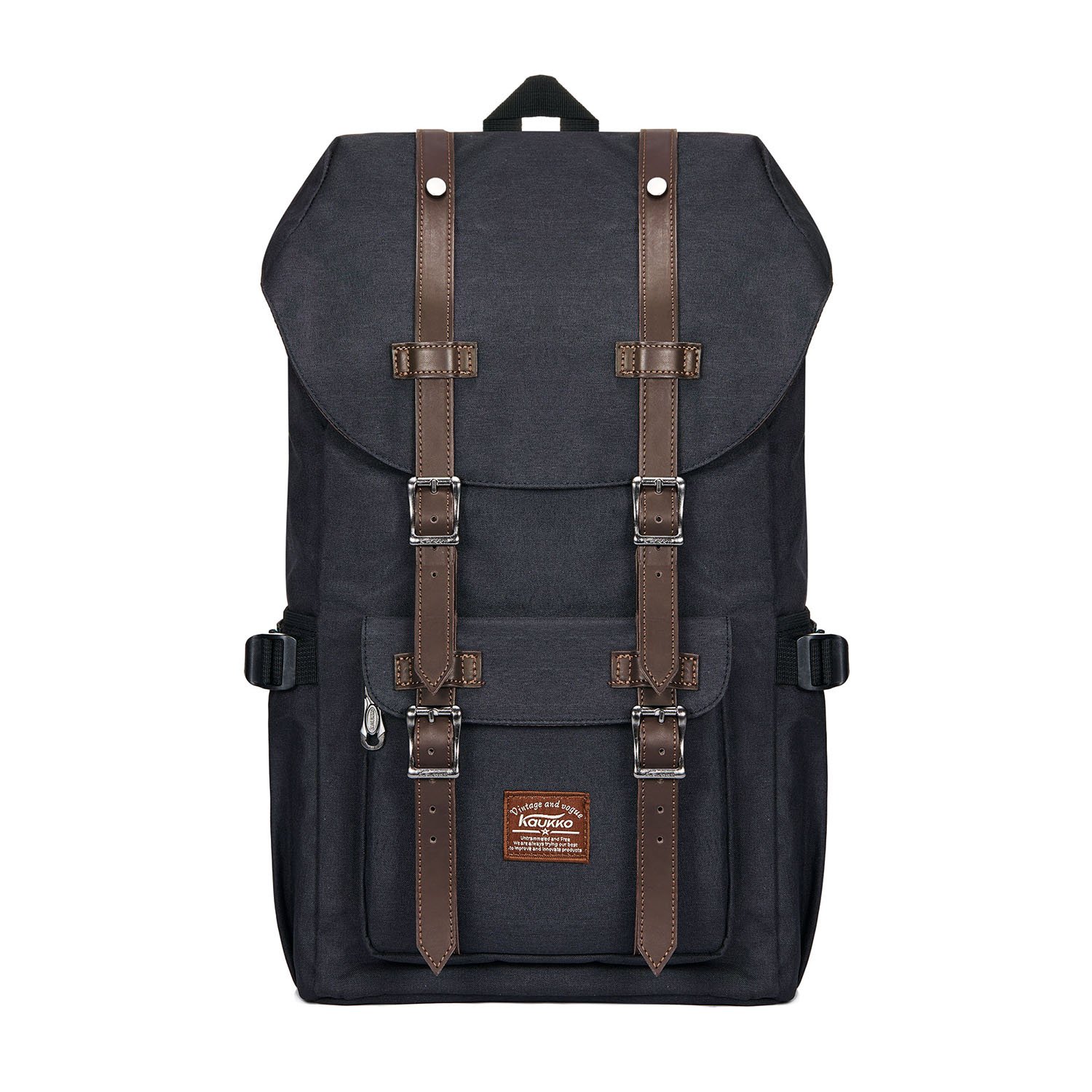 KAUKKO Rucksack Studenten Backpack 17 Zoll für 15" Notebook Lässiger Daypacks Schüler Bag Wandern Casual Daypack, 47 cm, 22.4 liters, Black (Oxford Schwarz)