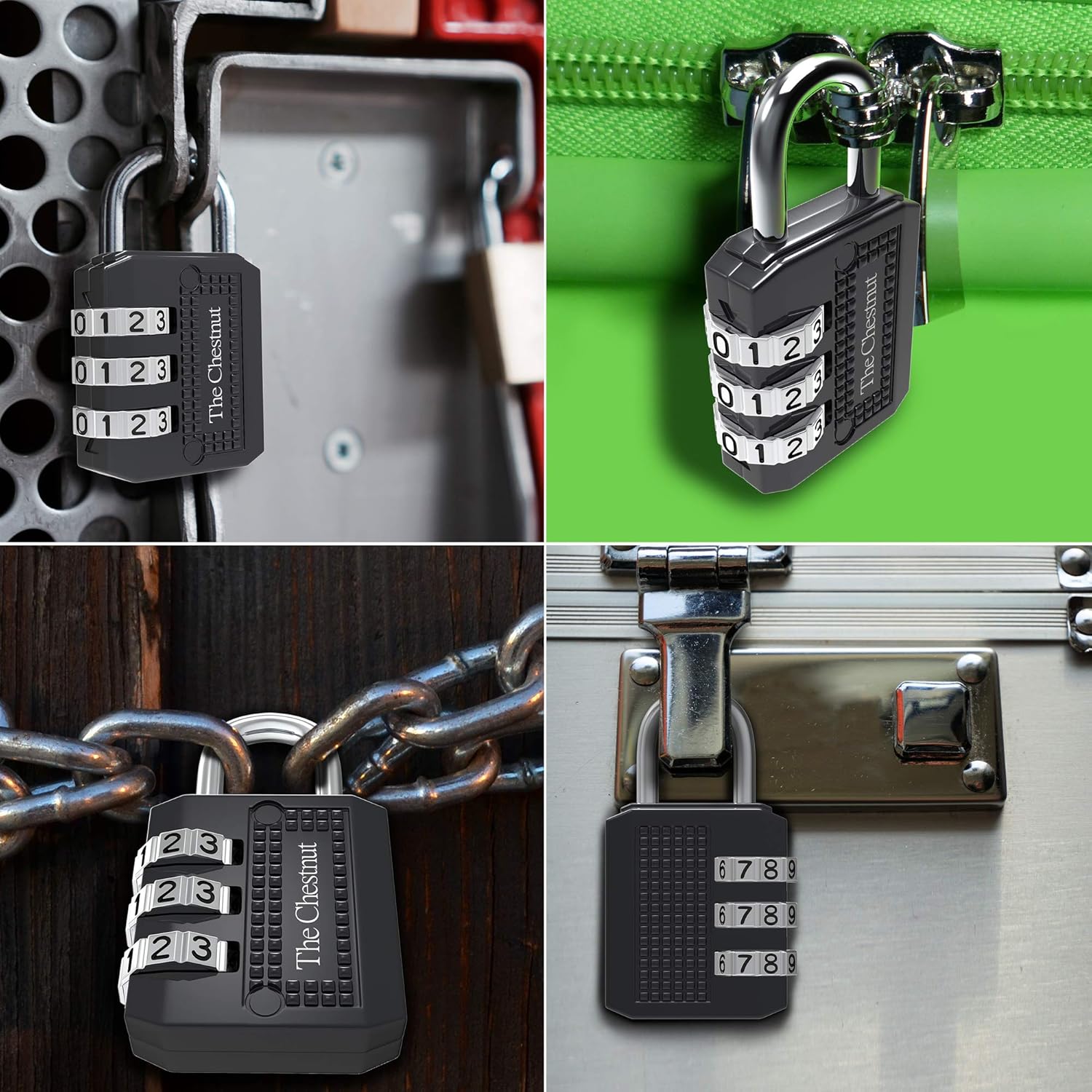 Padlock with 3 Digit Combination - Outdoor Weatherproof Combination Lock - Keyless Resettable Combo - for Luggage, Fence, Travel, Gate, Door, School, Gym, Sports, Toolbox, Case, Employee Lockers, Hasp - - 