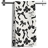 Nipil Coquette Black Bow Decorative Kitchen Towels, Preppy Black Bow Bathroom Decor, 16x24 Inches