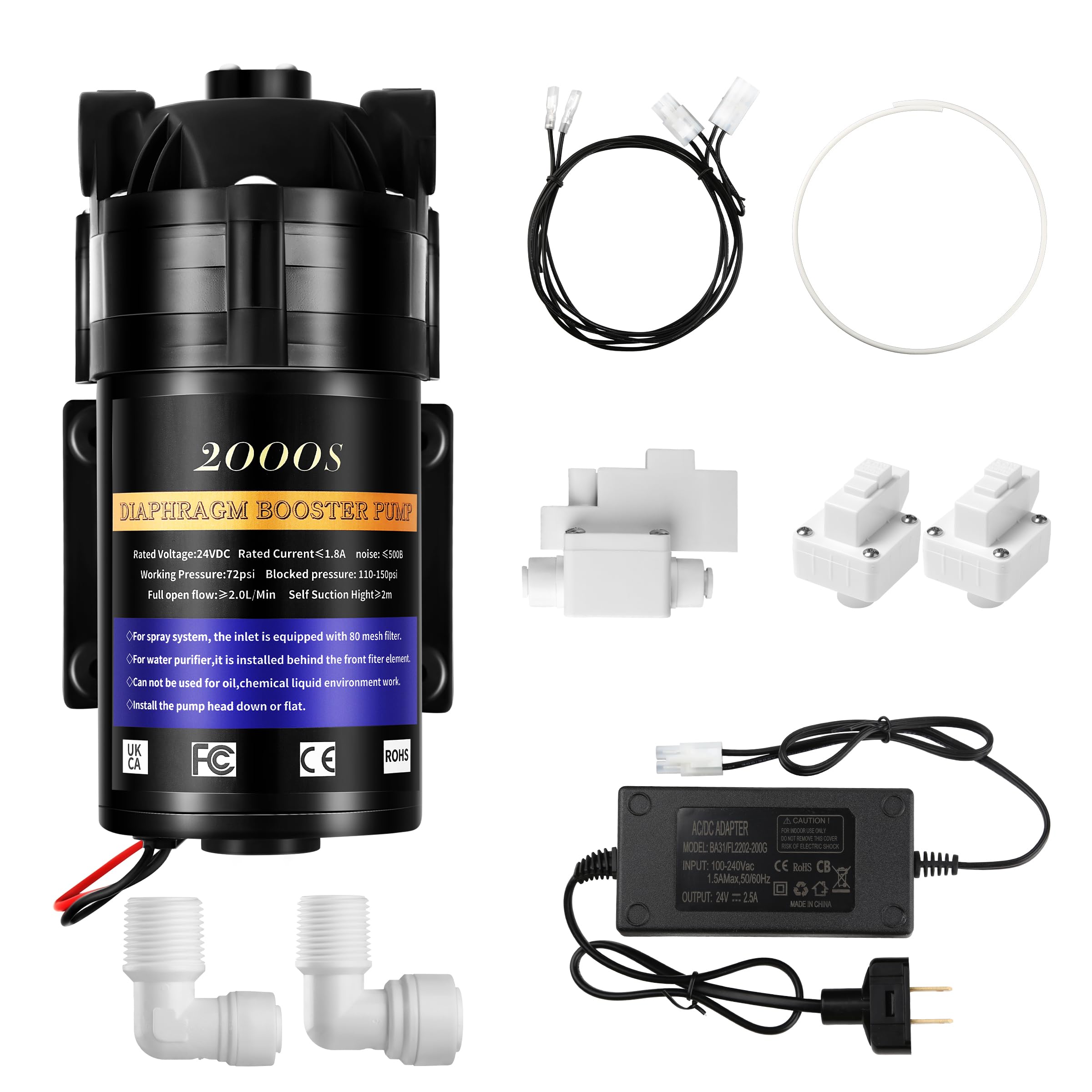 Photo 1 of 2025 Upgrade 100GPD Universal 6800 Booster Pump Kit for RO Water System | 100PSI High Pressure Upgrade | Compatible with All RO Water Filtration Systems |5X Faster Flow Rate