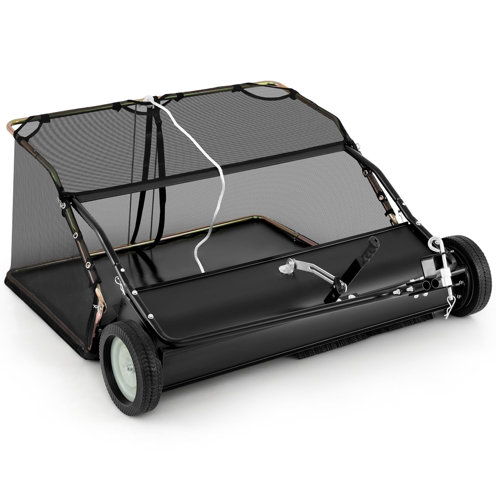 Goplus 42" Lawn Sweeper Tow Behind, Yard Sweeper