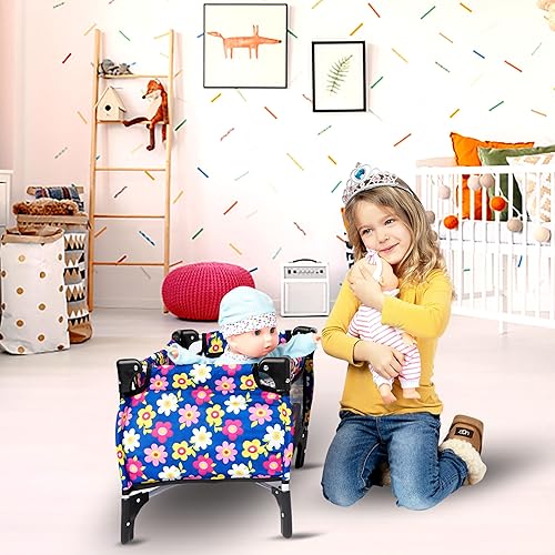 Baby Doll Crib Set, Doll Pack n Play Bassinet Blanket Carry Bag