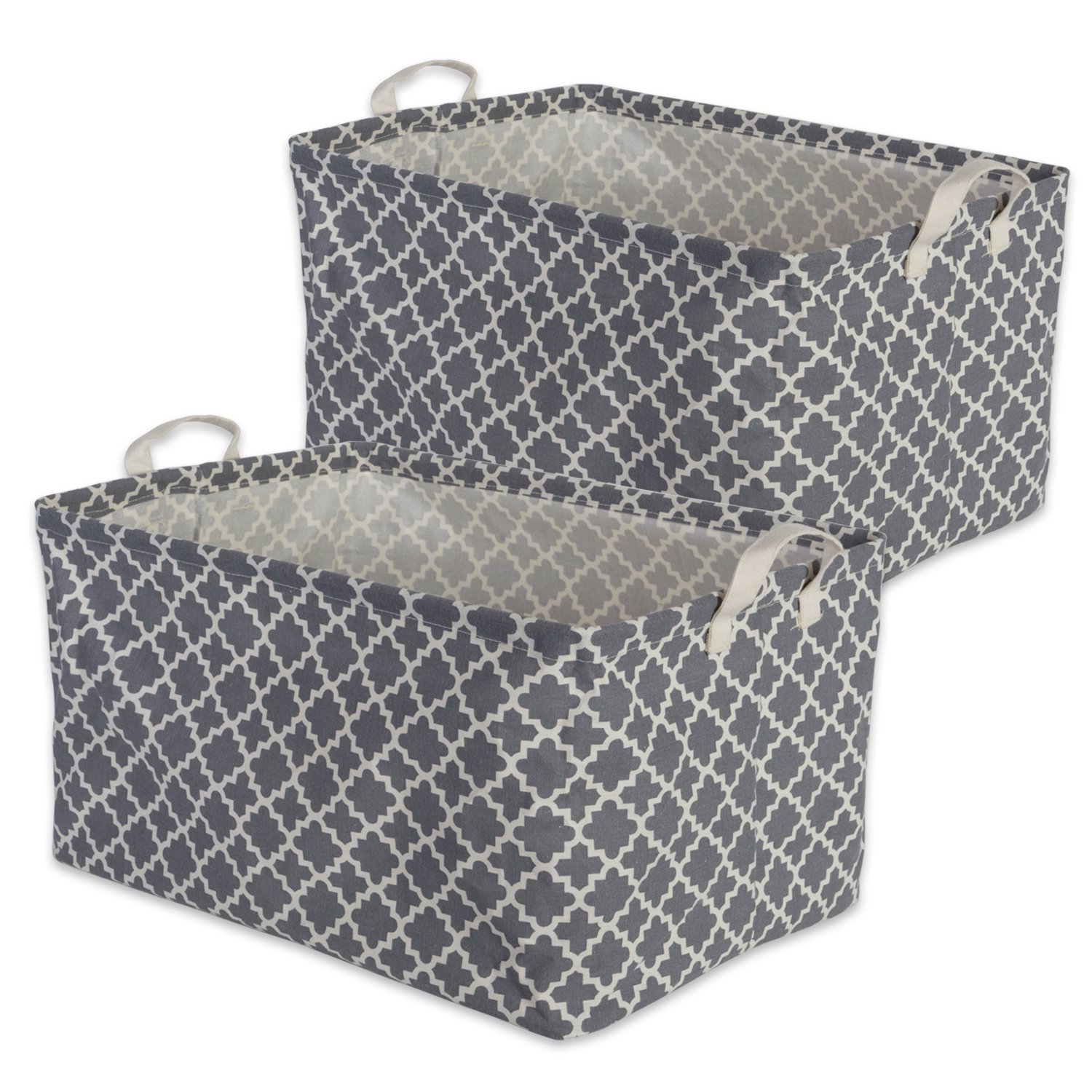 DII Cotton/Polyester Cube Laundry Basket, Perfect In Your Bedroom, Nursery, Dorm, Closet, 12.5 x 18 x 10.5", XL Set of 2 - Gray Lattice