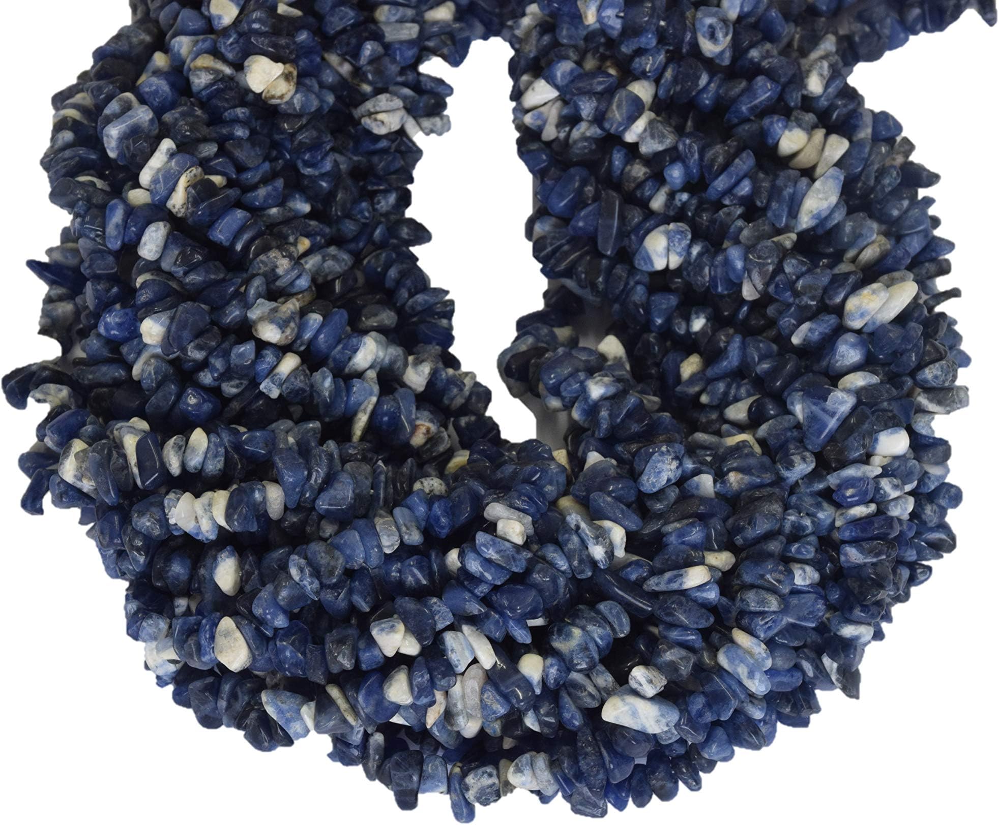 ShreeCrystalsBeads Sodalite Beads Natural Stone Gemstone Chips Loose Beads for Jewelry Making, Sodalite Chips, 2 Strands Each of 34" Length
