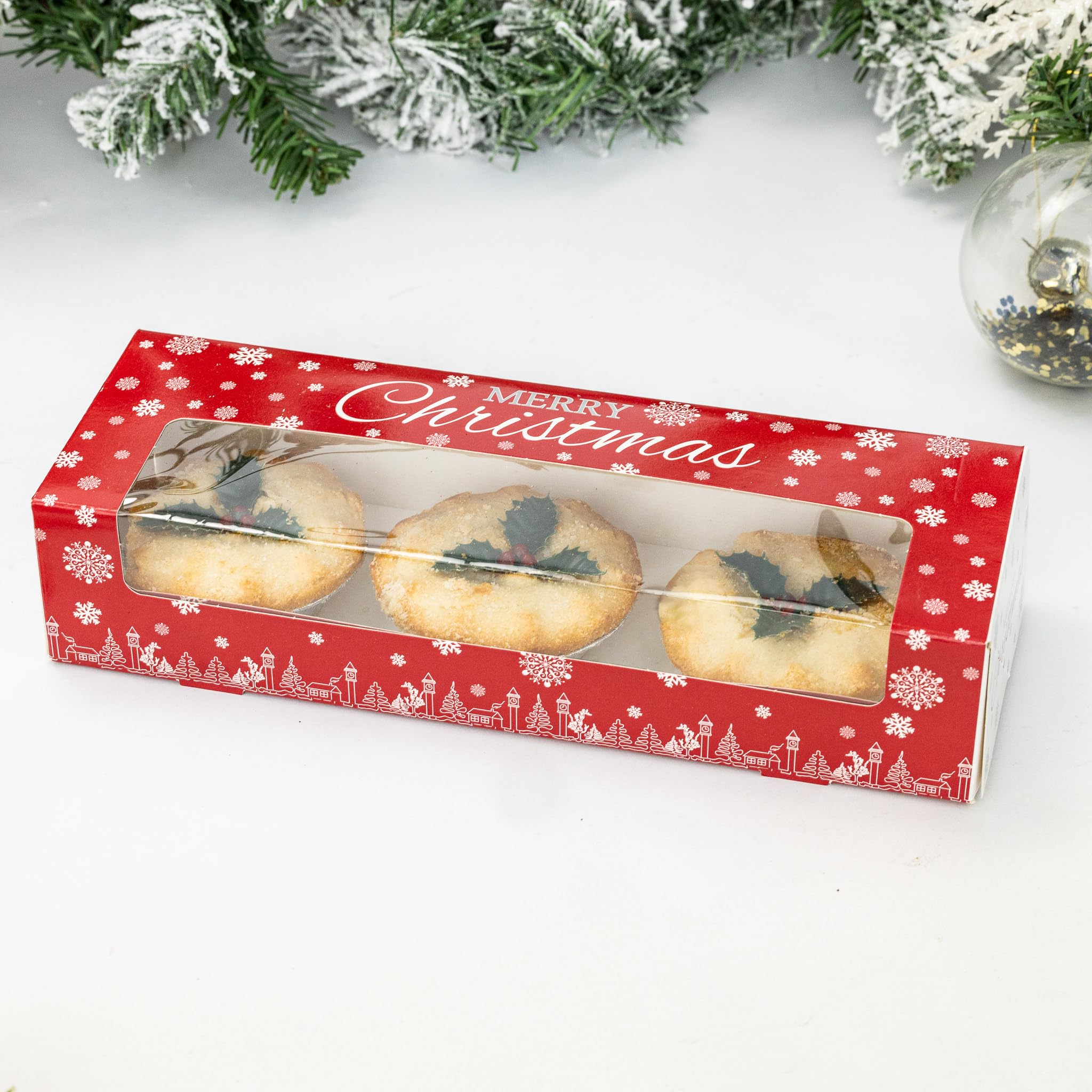 evelay 12 x Mince Pie Box Christmas Double Stack Boxes Hold 3 or 6 Cakes (pack of 12)