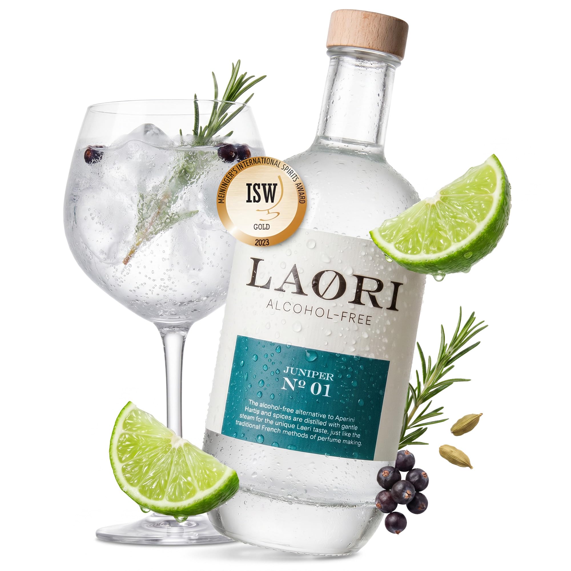 Laori Juniper No 1 | Alkoholfreie Alternative zu Gin | Natürliche Botanicals | Frei von künstlichen Aromen | Vegan & Zuckerfrei | Mild-würzige Frische | 500 ml