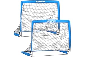WEKEFON Soccer Goal Kids Soccer Net for Backyard Set of 2 - Size 2.9'x2.4' Portable Pop Up Practice Mini Soccer Goals with Carry Case - Lightweight and Foldable - Ideal Soccer Net for Kids Age 1-8