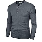 Derminpro Big & Tall Men's Cotton Lightweight Long Sleeve Henley Shirts Soft Casual Buttoned T-Shirts