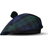 Scottish Hat Tam o Shanter Scottish Bonnet Tartan Hat P.V Tartan (Polyviscose) Wool Blend with Pompom | One Size fits All.