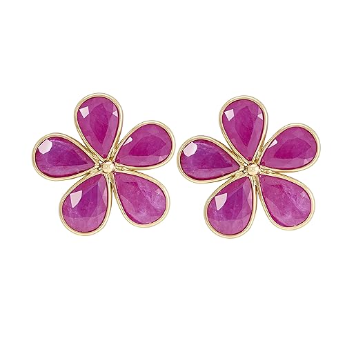 18k Yellow Gold and Ruby Stud Earrings for Women