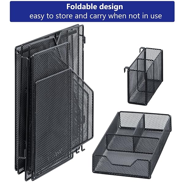 TOPWEY DESK ORGANIZER, FILE ORGANIZER FOR DESK WITH 2-TIER PAPER LETTER TRAY, DRAWER AND 2 PEN HOLDER, MESH DESKTOP ORGANIZATION WITH MAGAZINE HOLDER FOR OFFICE SUPPLIES