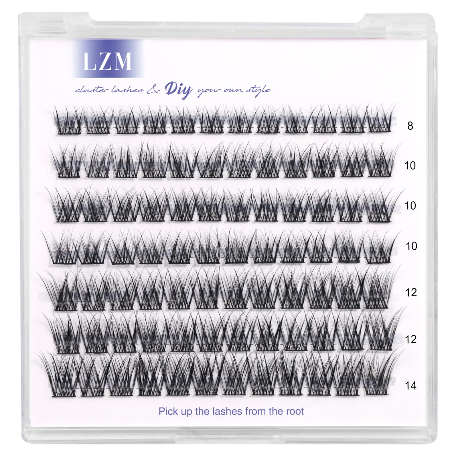 LZM Cluster Lashes 8-14mm Individual Eyelashes C Curl Individual Natural Reusable Lash Clusters Thin Band Natural Eyelashes (Moon-D-Mix) — image 1