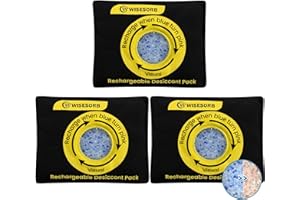 Wisesorb 200g Reusable Silica Gel Desiccant, Color Indicating Rechargeable Desiccant Packs for Storage, Moisture Absorbers fo