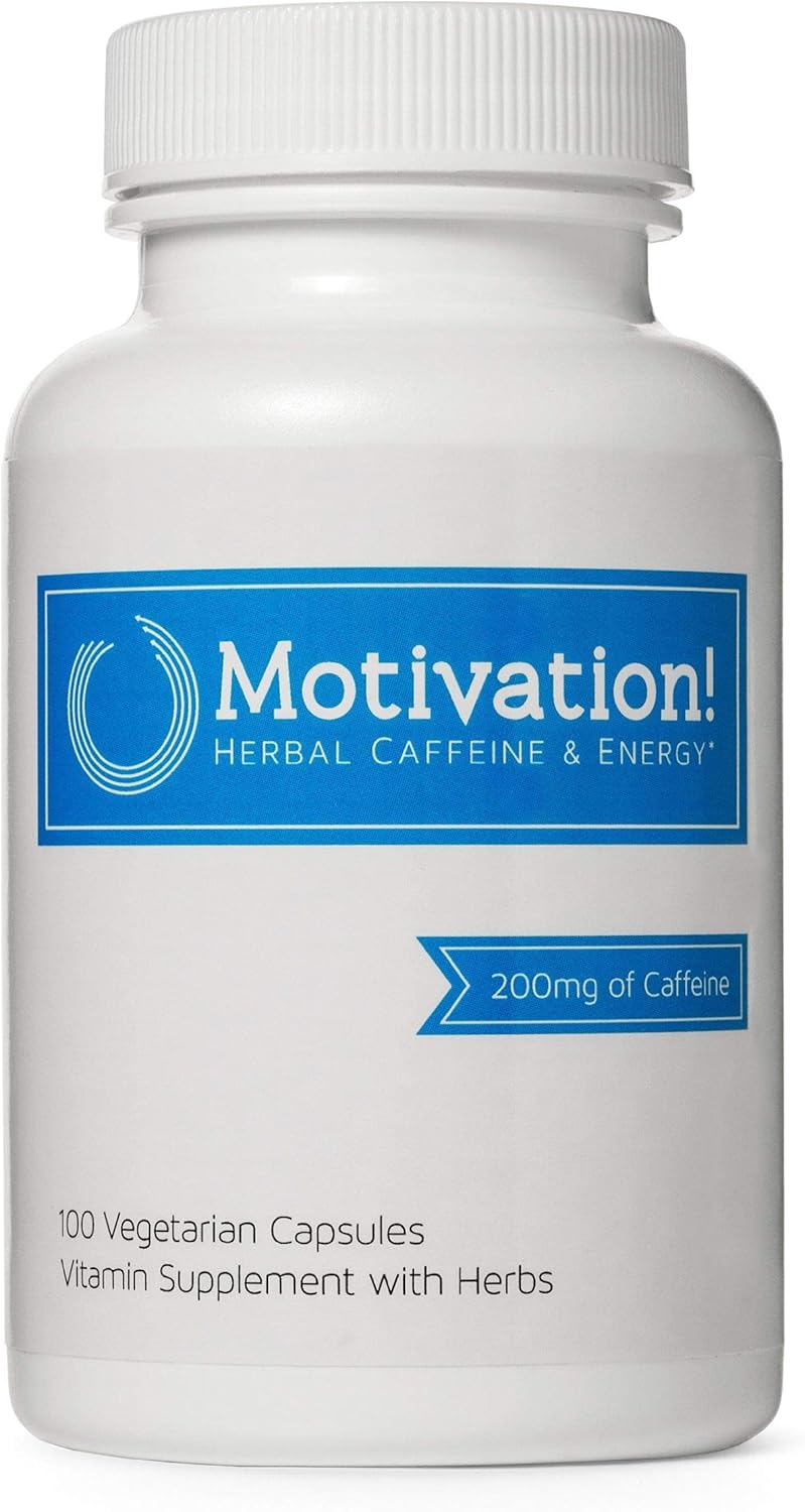 Motivation!: Herbal Caffeine + Energy Vitamin Supplement (W/ 200mg of Herbal Caffeine, Ginseng, Green Tea, Guarana & More, 100 V-pills) (Pack of 5): Health & Personal Care