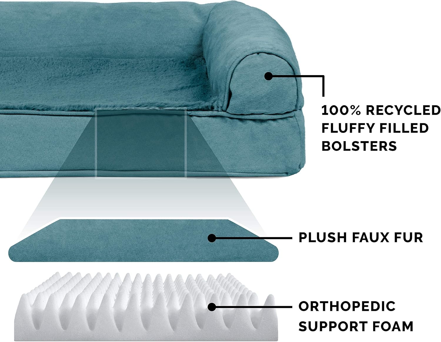 Furhaven Pet Dog Bed - Orthopedic Ultra Plush Faux Fur and Suede Traditional Sofa-Style Living Room Couch Pet Bed with Removable Cover for Dogs and Cats, Deep Pool, Large : Pet Supplies