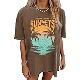 Womens Oversized Tshirt Flower Graphic Tees Nashville Music Short Sleeve Shirts Summer Casual Loose Beach Tops