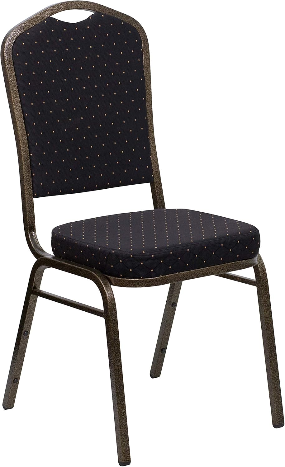Flash Furniture HERCULES Series Crown Back Stacking Banquet Chair in Black Patterned Fabric - Gold Vein Frame: Furniture & Decor